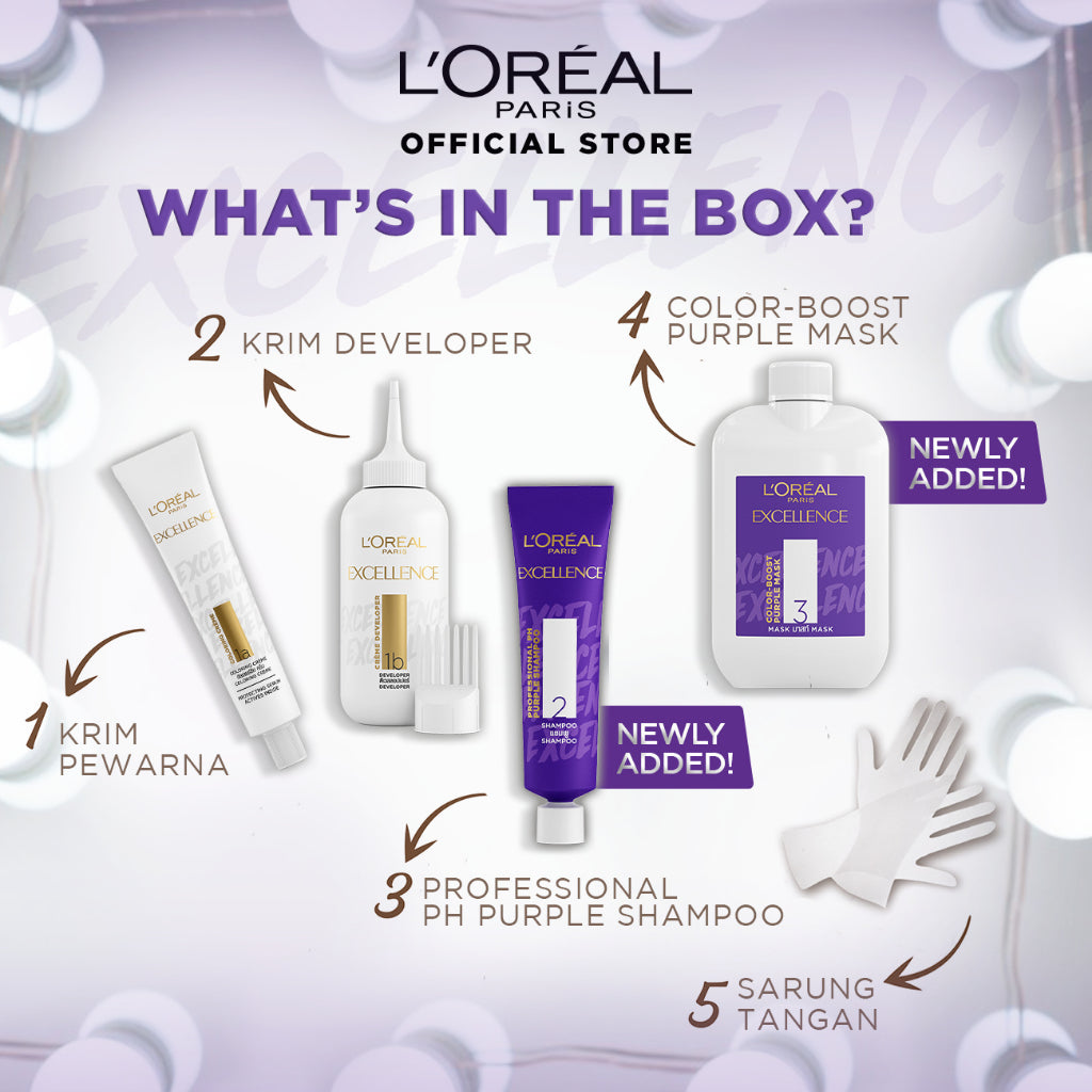 L'Oreal Paris Excellence Ash Supreme #9.11 Silver Ash Hair Color Twinpack (Cat Rambut L'Oreal)