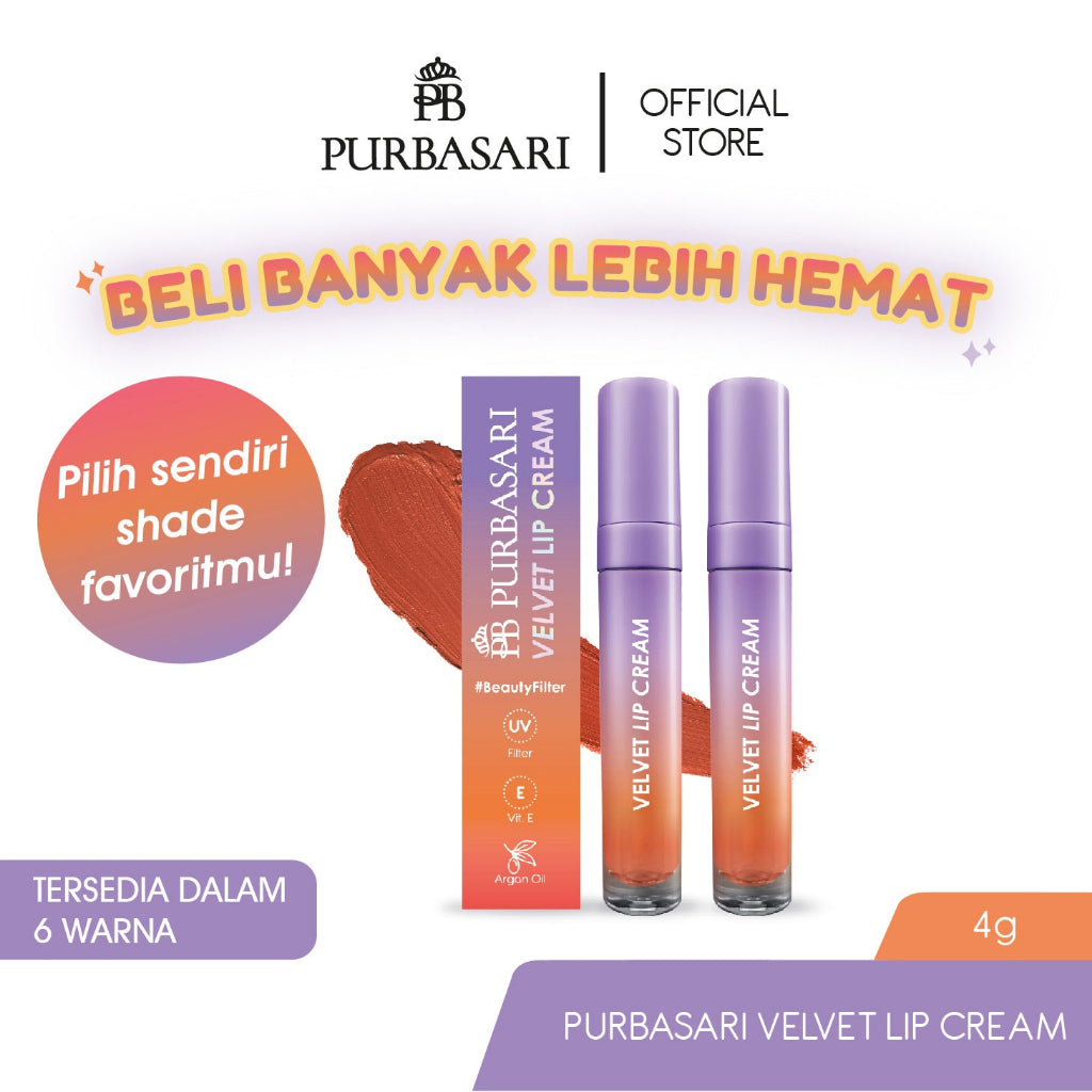 [Beli Banyak Lebih Murah] Purbasari Velvet Lip Cream / Lip Cream Transferproof