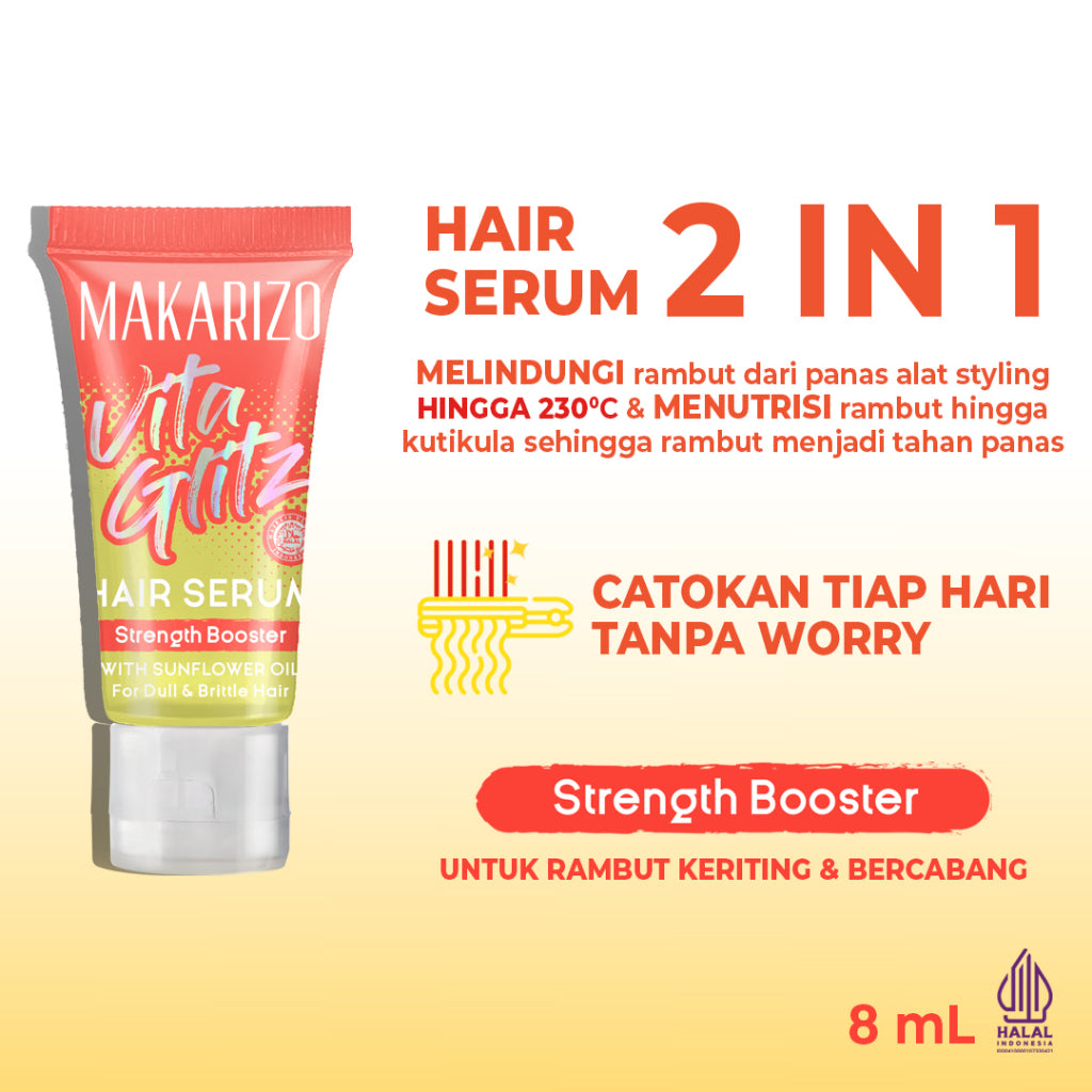PAKET ISI 3 Makarizo VITAGLITZ  All Variant - Serum Rambut Tube 8 mL
