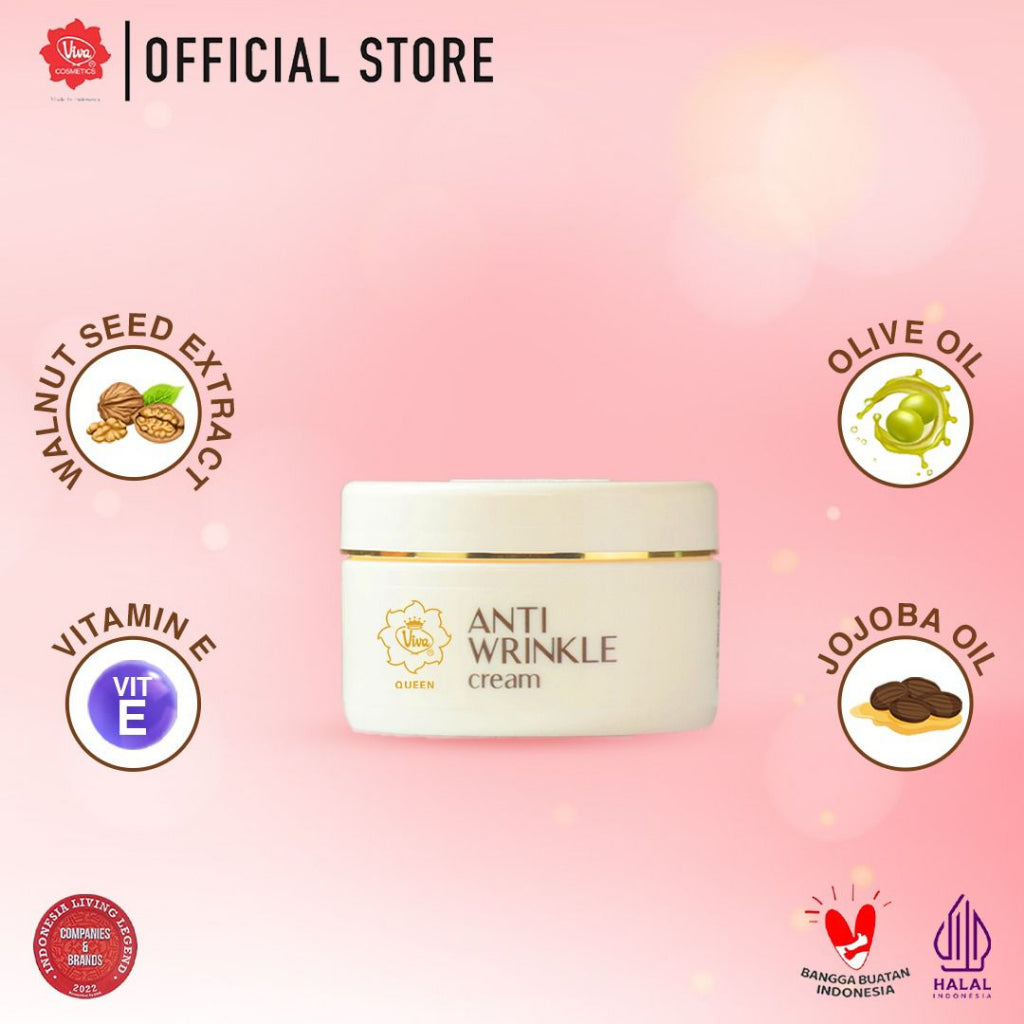 Viva Queen Anti Wrinkle Cream with Extract Walnut Seed, Vit E, Jojoba & Olive Oil - 22gr