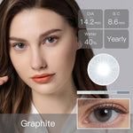 Softlens Minus (0.00 s/d -8.00) lensa kontak warna 14.2MM Graphite Lens softlens min kadar air 40% Yearly