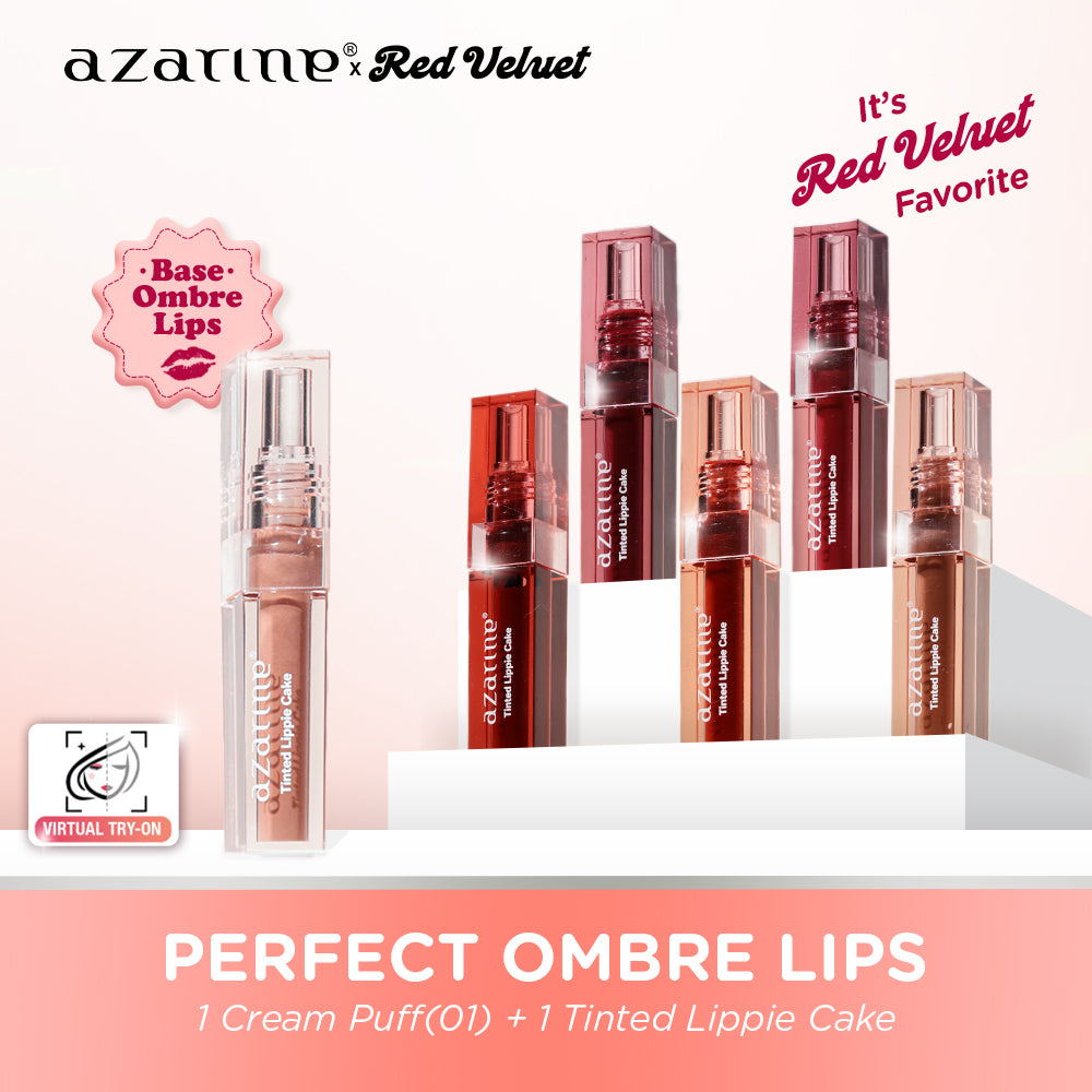 Azarine Perfect Ombre Lips Kit Tinted Lippie Cake Lip Tint ala Korea Longlasting Hydrating Moisturizing [2x2.9ml]
