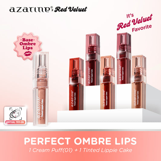Azarine Perfect Ombre Lips Kit Tinted Lippie Cake Lip Tint ala Korea Longlasting Hydrating Moisturizing [2x2.9ml]