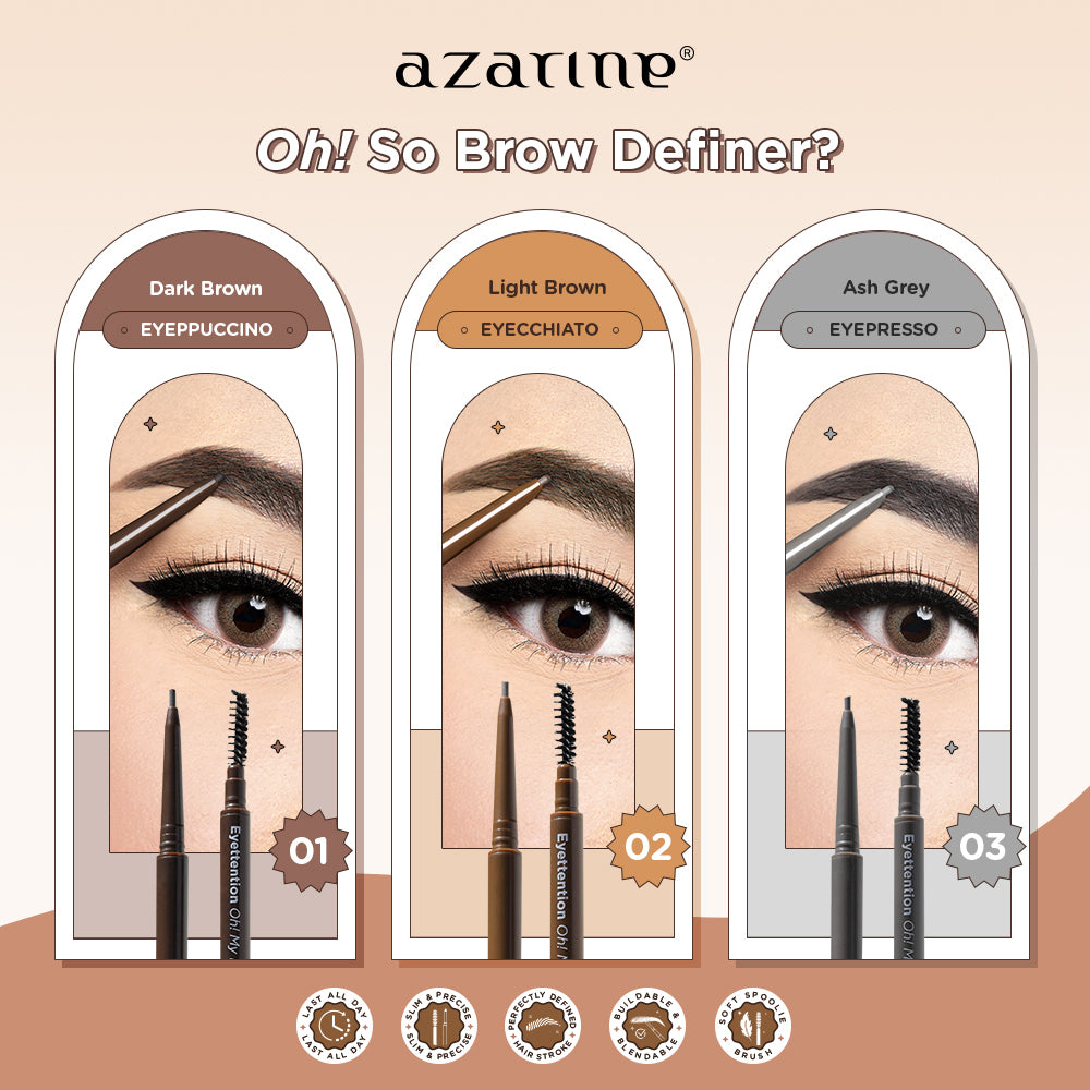 Azarine Oh! MY BROW DEFINER Eyebrow Pemula Beginner Friendly Tahan Lama 0.06gr