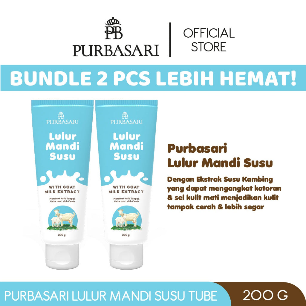 Purbasari Lulur Mandi Susu Kambing Tube 200 gr / Lulur Pemutih Whitening Pencerah / Lulur pelembab kulit / Lulur Badan perontok daki / Menyamarkan flek hitam / Melembabkan / Mencerahkan