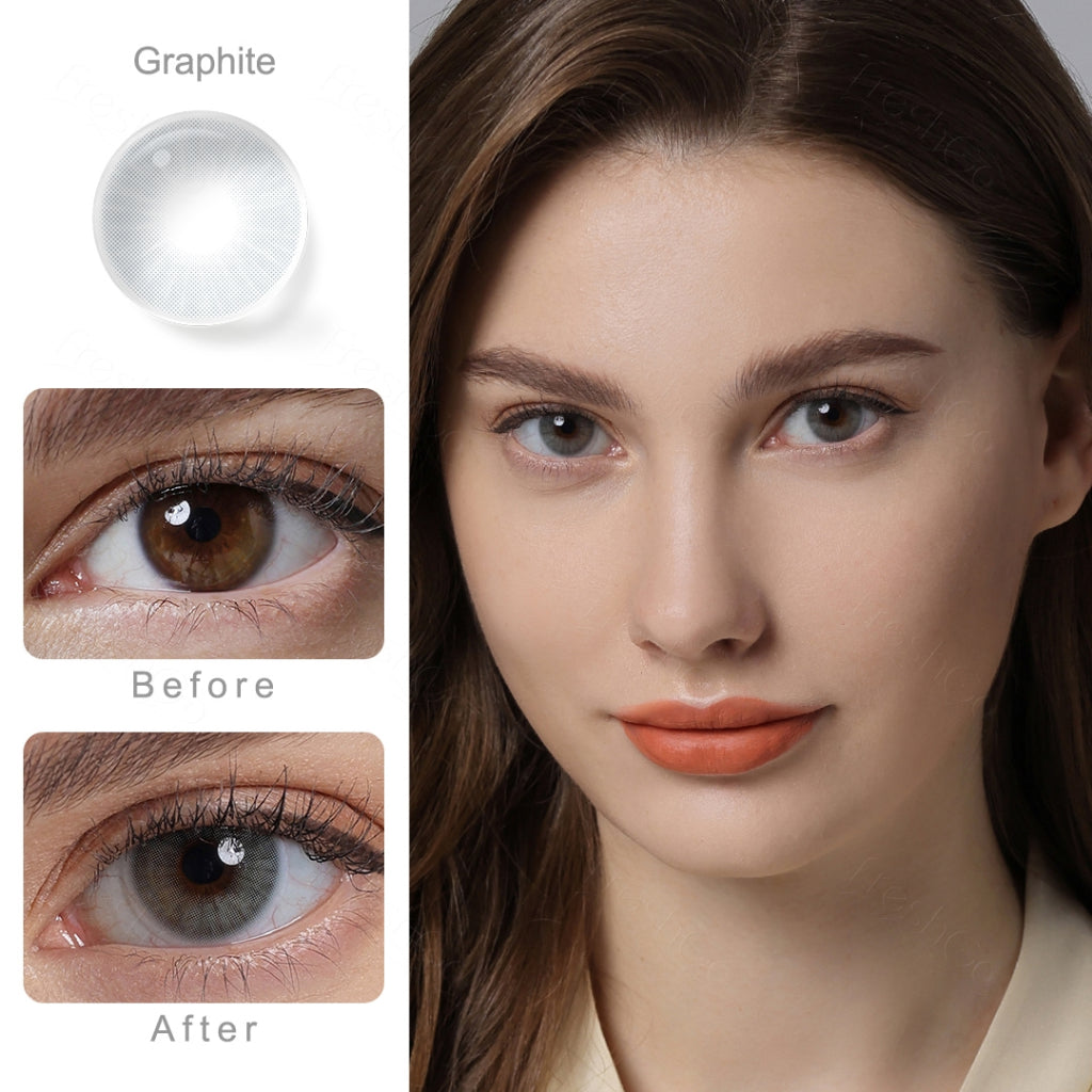 Softlens Minus (0.00 s/d -8.00) lensa kontak warna 14.2MM Graphite Lens softlens min kadar air 40% Yearly