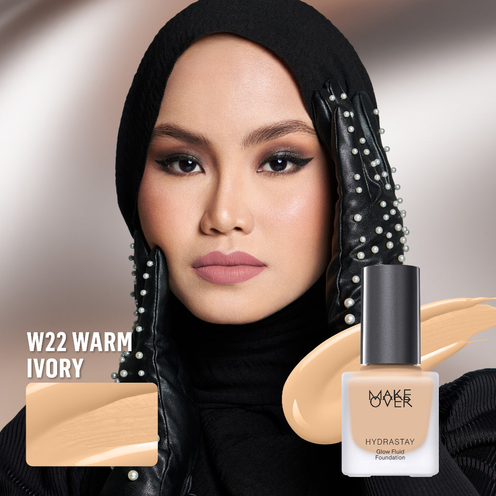 MAKE OVER Hydrastay Glow Fluid Foundation - Glow high coverage ringan poreless hydrating untuk makeup tahan lama non-comedogenic