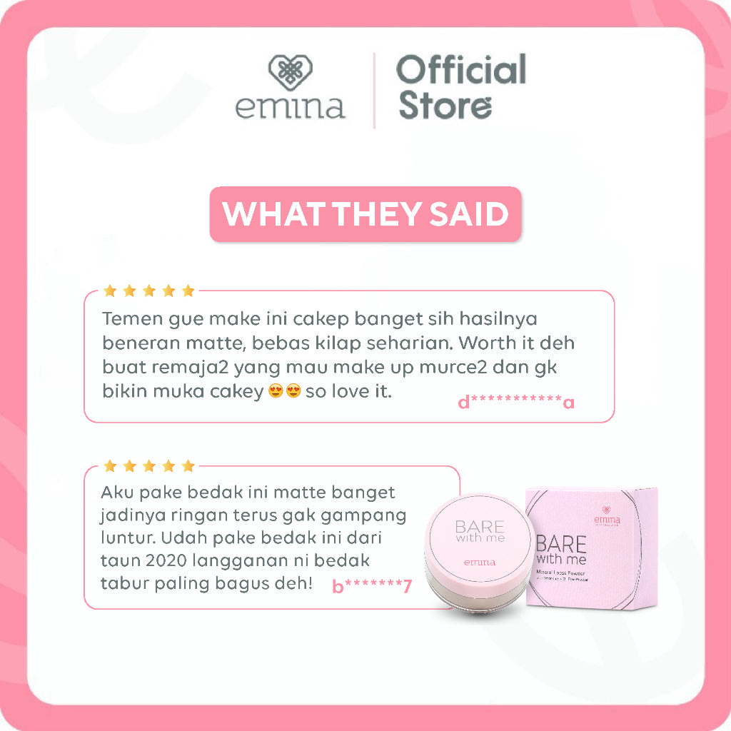 Emina Bare With Me Mineral Loose Powder 8 g - Bedak Tabur Ringan & Tahan Minyak