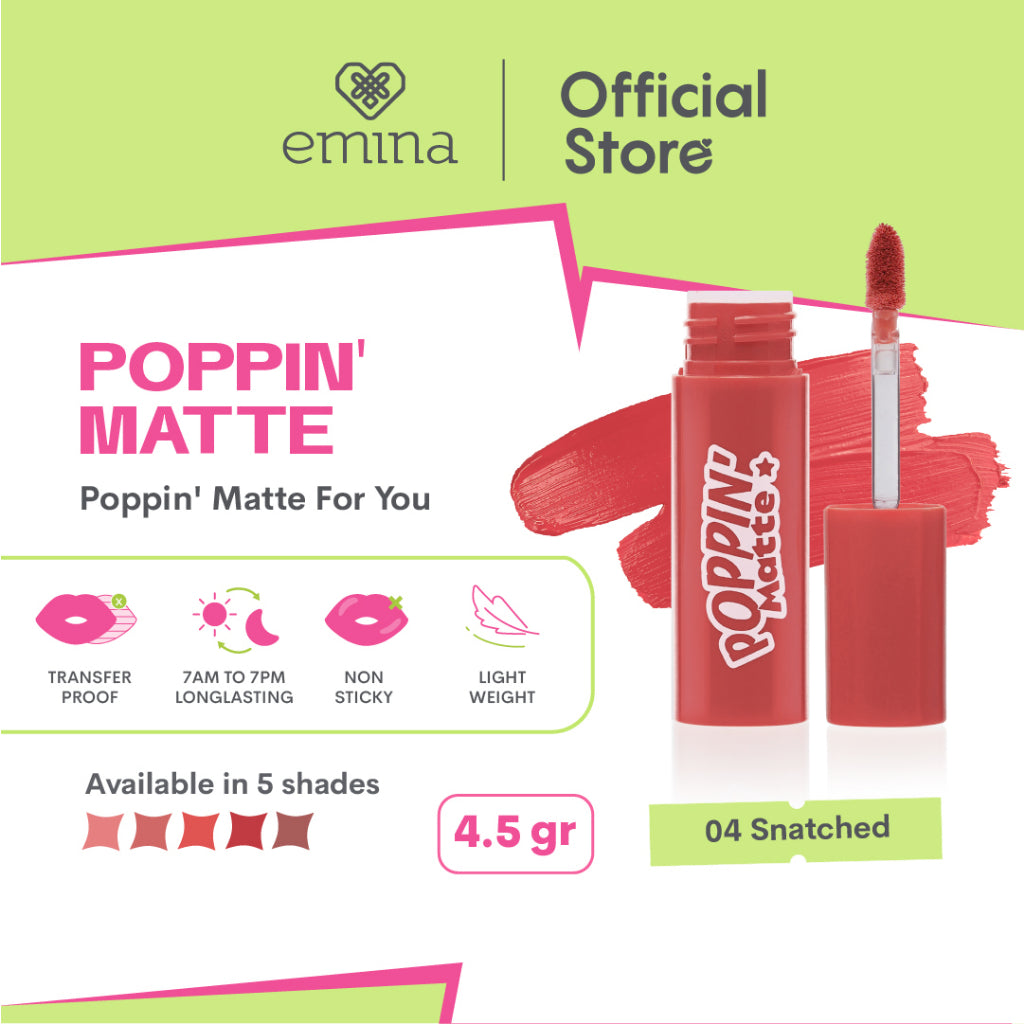 Emina Poppin’ Matte 4.5 g - Lip Cream Matte Ringan, Long-lasting, Tidak Lengket
