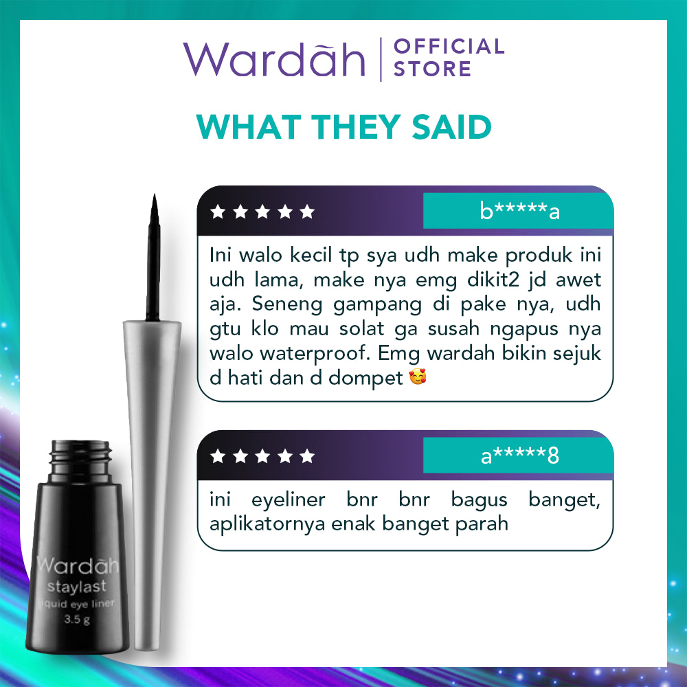 Wardah Eyexpert Staylast Liquid Eyeliner - Eyeliner Cair dengan Warna Intense dan Waterproof - Mudah Digunakan dengan Aplikator Presisi - Tahan Lama