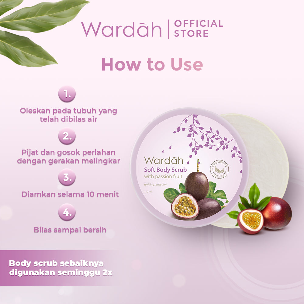 Wardah Soft Body Scrub 150 ml - Scrub Badan Melembabkan - Dilengkapi dengan Olive Oil yang dapat Mengangkat Sel Kulit Mati - Bulir Scrub Lembut Dan Wangi