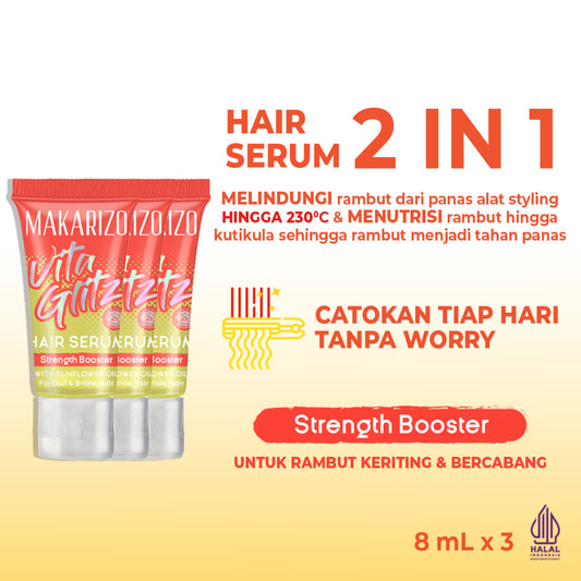 PAKET ISI 3 Makarizo VITAGLITZ Hair Serum STRENGTH BOOSTER - Serum Rambut Tube 8 mL