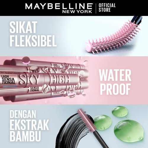 Maybelline Paket Makeup Sky High Mascara + Superstay Vinyl Ink Peachy | Bundle hemat lipstik maskara Lipstick transferproof Tahan Lama