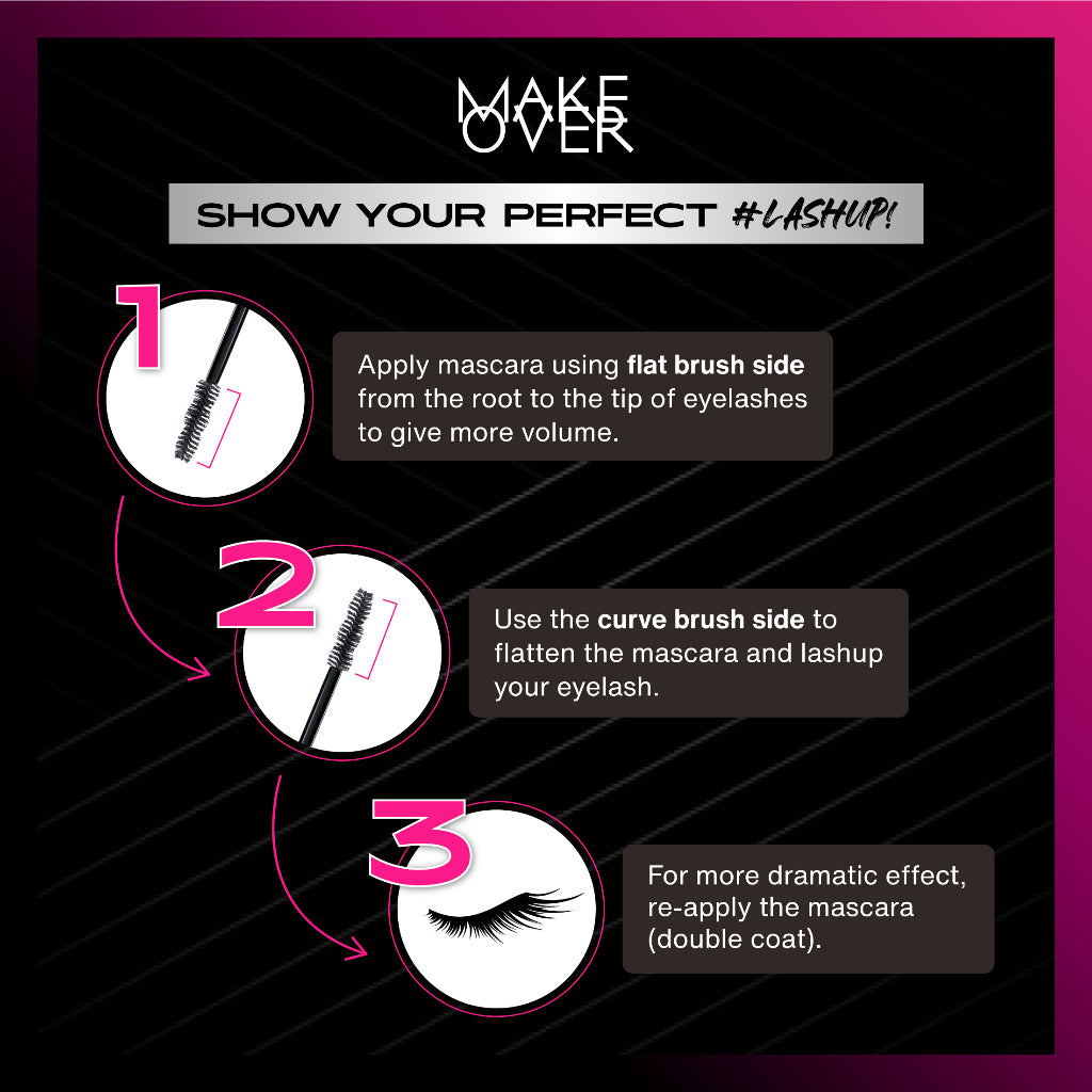 MAKE OVER Lash Impulse Mascara - Maskara waterproof volume efek panjang tidak clumpy smudgeproof tahan lama seharian mudah dibersihkan Lebaran Raya