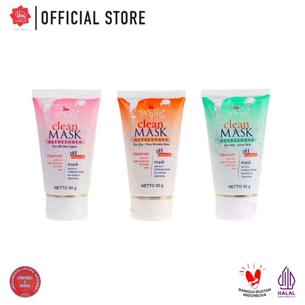 Viva White Clean & Mask for All Skin Type with Pro VIT B5, Extract Yoghurt (WHITENING) & Aloe Vera