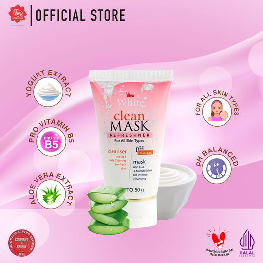 Viva White Clean & Mask for All Skin Type with Pro VIT B5, Extract Yoghurt (WHITENING) & Aloe Vera