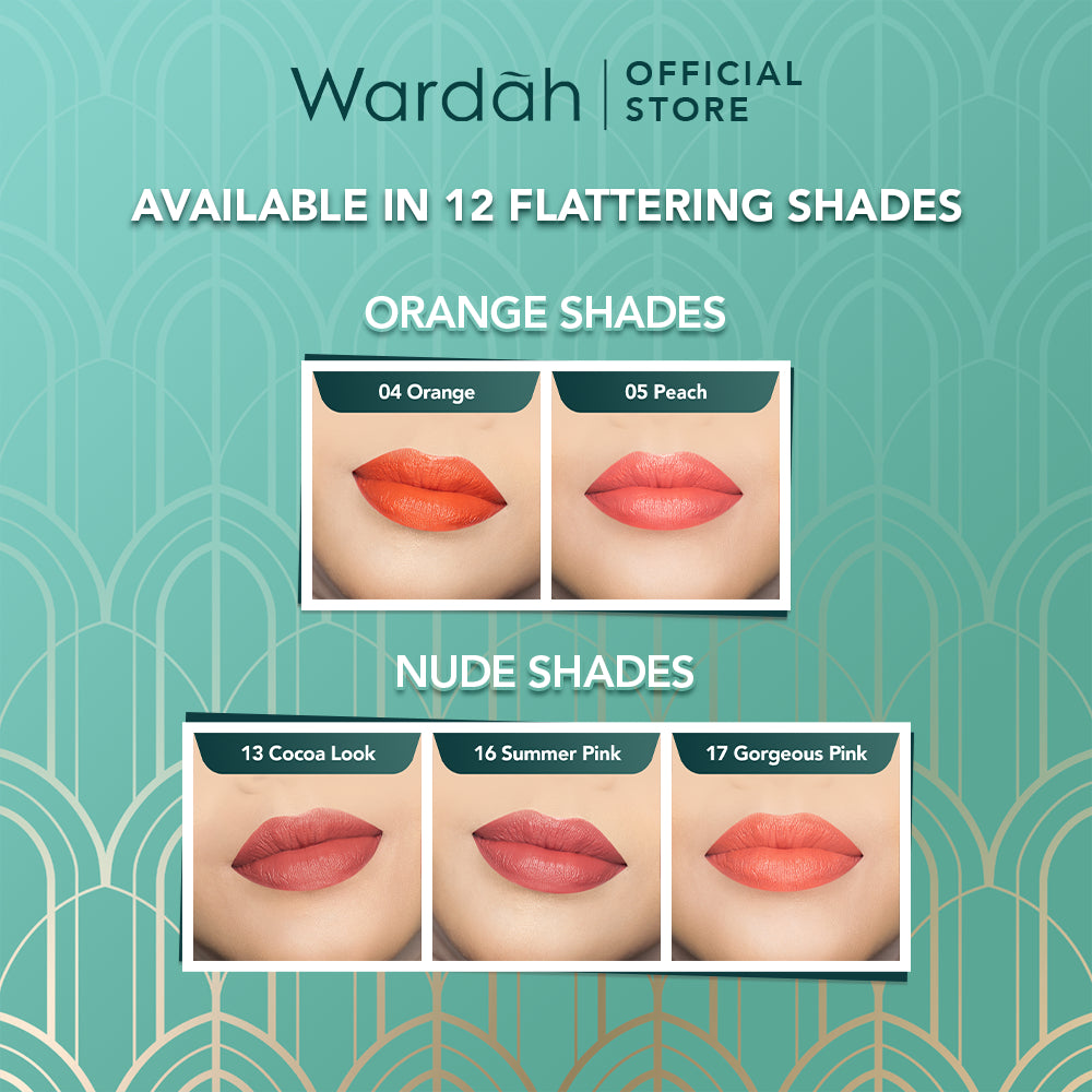 WARDAH Exclusive Matte Lipstick - Warna Intense dalam Sekali Oles - Pigmented Tahan Lama dengan Hasil Akhir Soft Matte - Lembab dengan Vitamin E - Makeup
