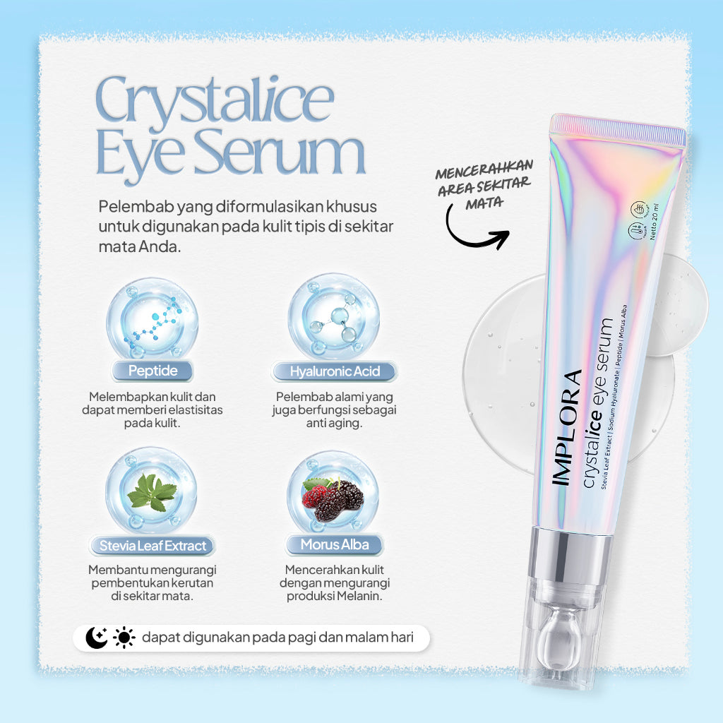 Implora Crystalice Eye Serum | Mengurangi mata panda | Mencerahkan dan melembapkan area mata | Mencegah Kerutan