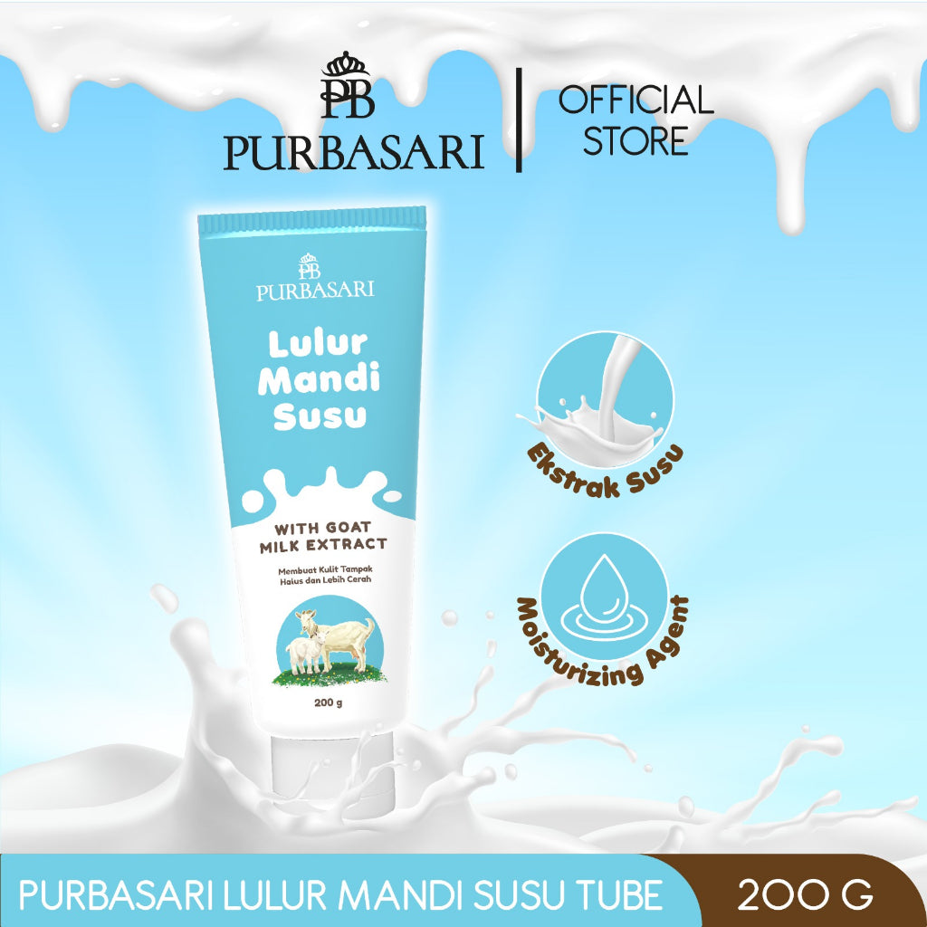 Purbasari Lulur Mandi Susu Kambing Tube 200 gr / Lulur Pemutih Whitening Pencerah / Lulur pelembab kulit / Lulur Badan perontok daki / Menyamarkan flek hitam / Melembabkan / Mencerahkan