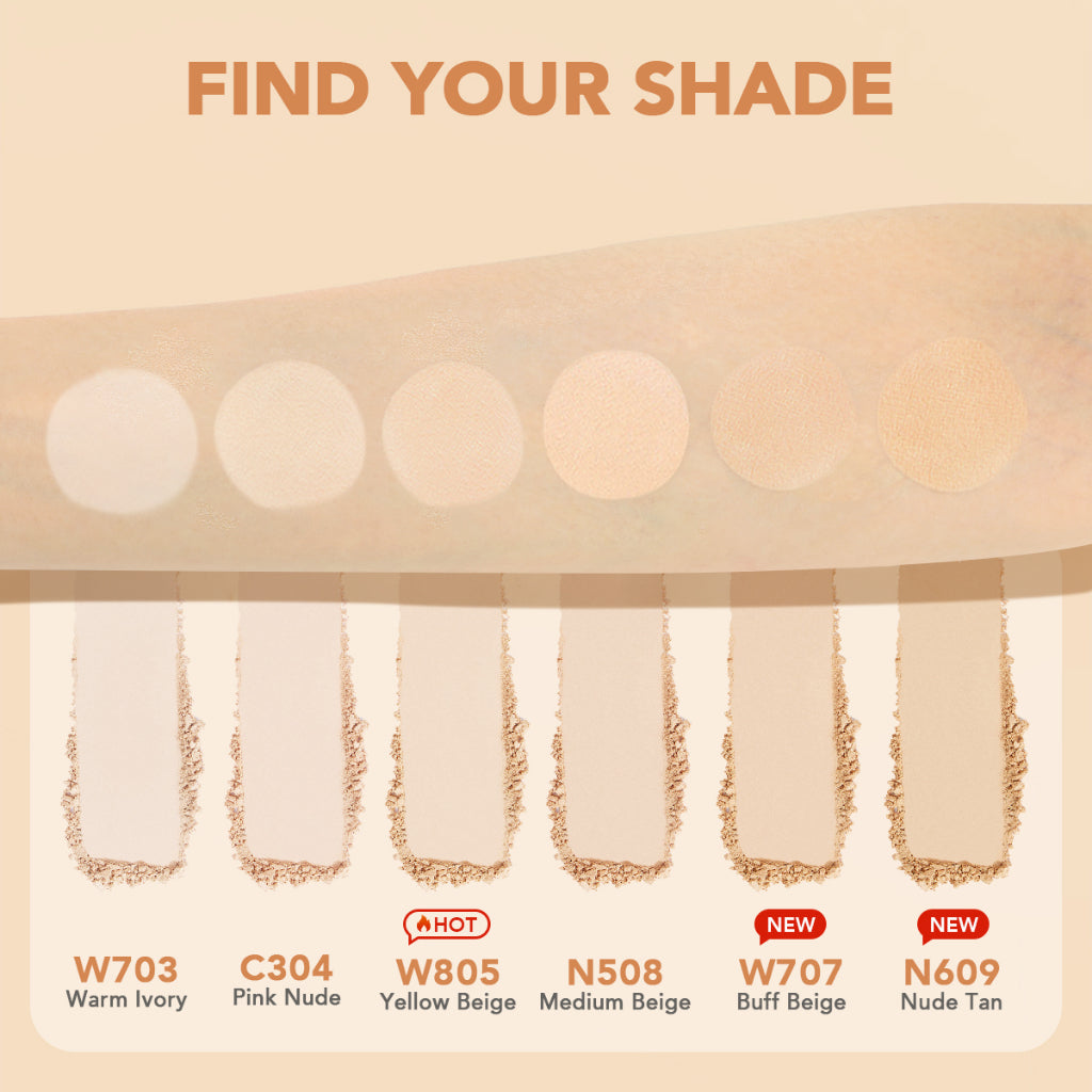 YOU NoutriWear+ Silky Pressed Foundation Full Coverage Oil Control & Tahan Lama 24 Jam | Bedak Padat Perfect Coverage | Bedak Pengontrol Minyak