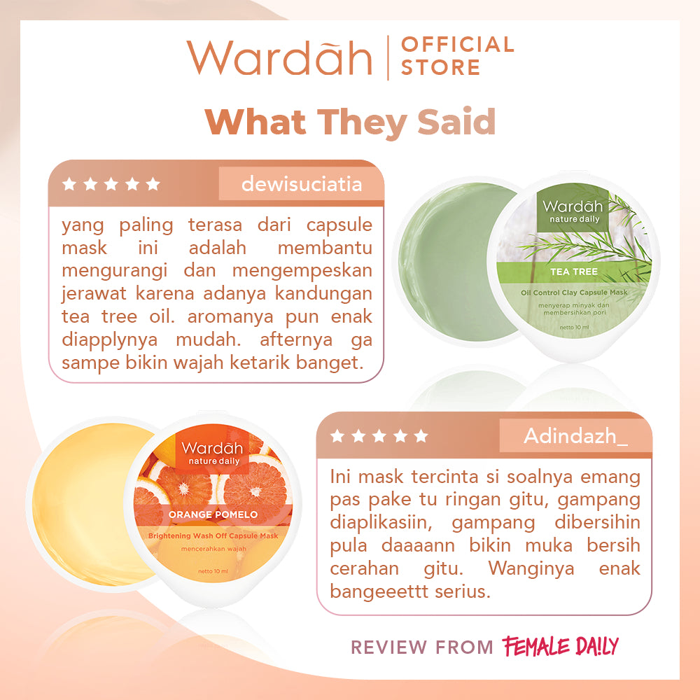 WARDAH Nature Daily Capsule Mask 10 ml - Masker Wajah Untuk Mengontrol Minyak - Mudah Digunakan dan Praktis Dibawa - Untuk Semua Jenis Kulit - Skincare