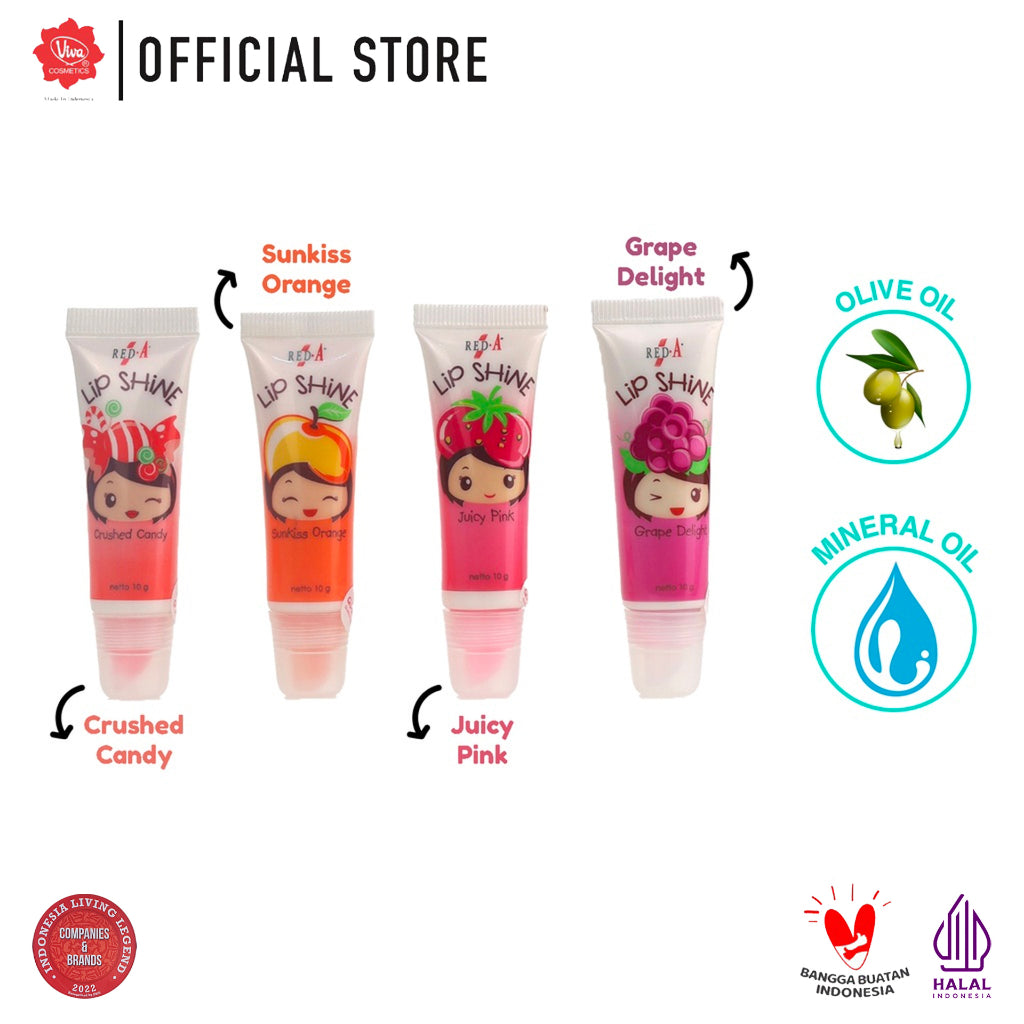 Red-A Lip Shine (Moisturize & Glowing - tersedia 4 varian)