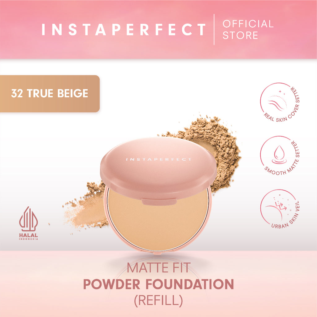 Instaperfect Refill Matte Fit Powder Foundation 13 g - Refill Bedak (Real Skin Cover Setter, Smooth Matte Finish, SPF 20 PA+++)
