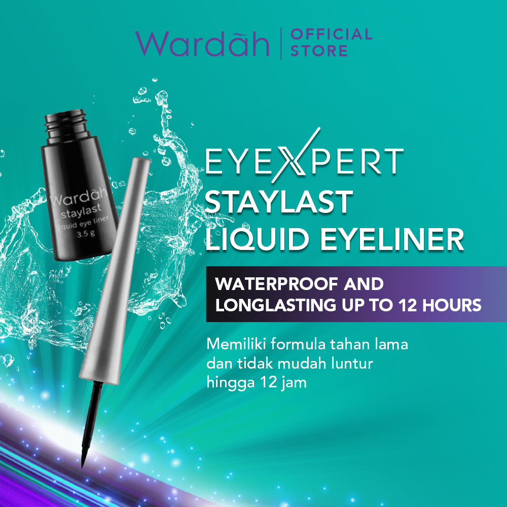 Wardah Eyexpert Staylast Liquid Eyeliner - Eyeliner Cair dengan Warna Intense dan Waterproof - Mudah Digunakan dengan Aplikator Presisi - Tahan Lama