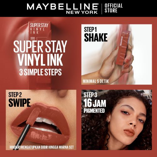 Maybelline Paket Makeup Sky High Mascara + Superstay Vinyl Ink Saucy | Bundle hemat lipstik maskara Lipstick transferproof Tahan Lama