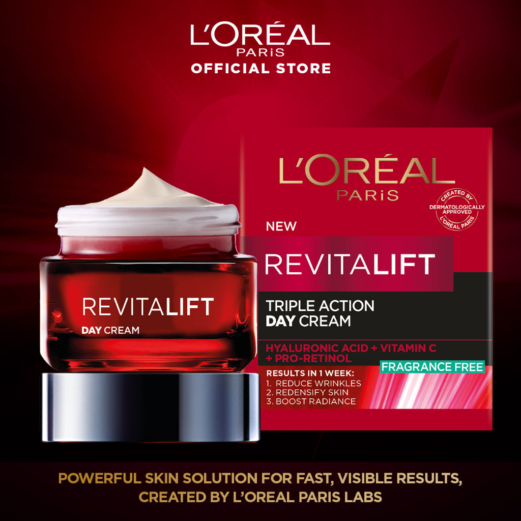 (PAKET HEMAT) L'Oréal Paris Revitalift Triple Action Day & Night Cream Dengan 3% Pro-Xylane - 50ml (untuk Kulit Cerah Tampak Muda)