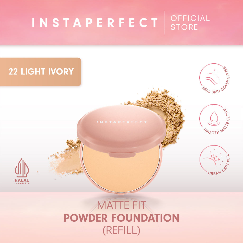 Instaperfect Refill Matte Fit Powder Foundation 13 g - Refill Bedak (Real Skin Cover Setter, Smooth Matte Finish, SPF 20 PA+++)