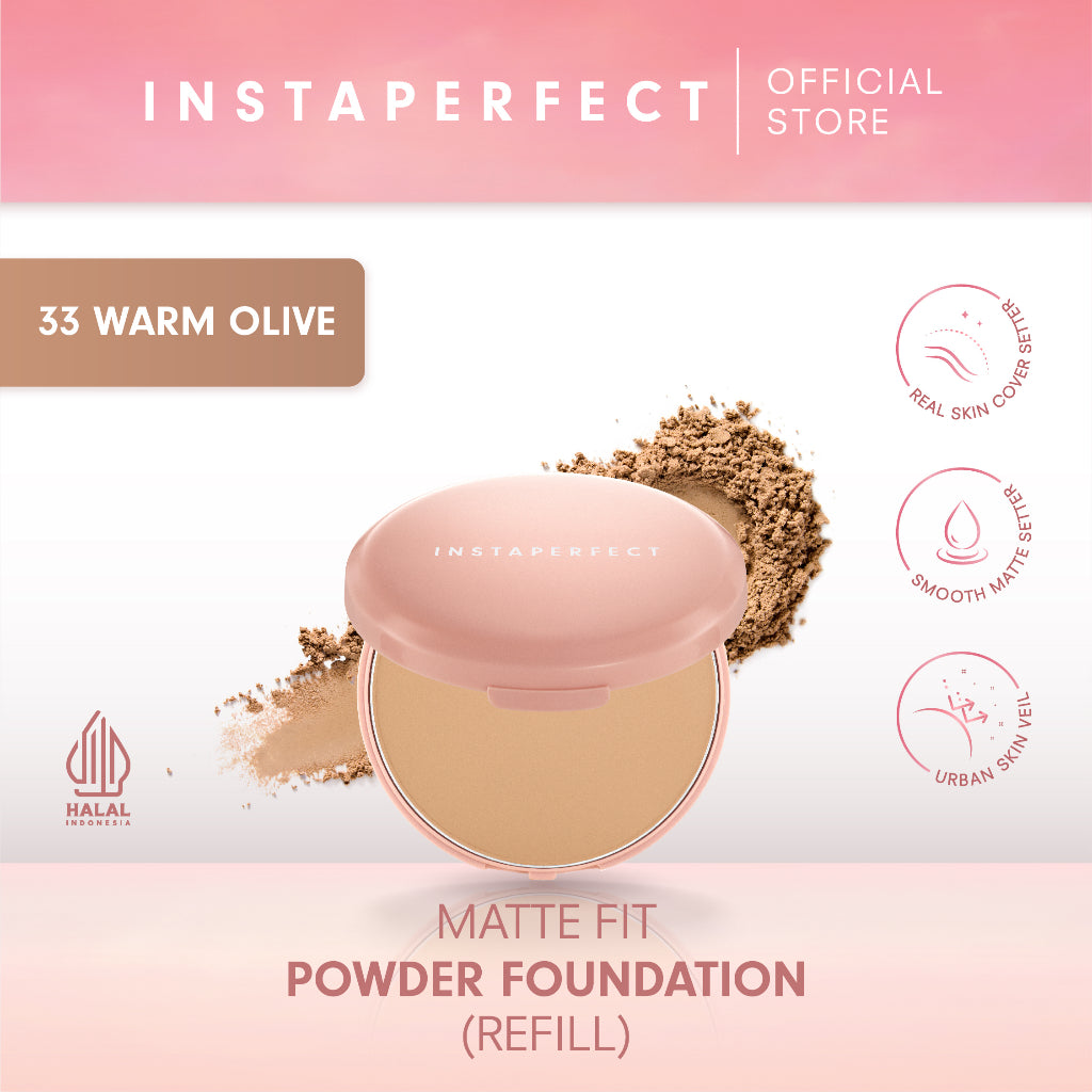 Instaperfect Refill Matte Fit Powder Foundation 13 g - Refill Bedak (Real Skin Cover Setter, Smooth Matte Finish, SPF 20 PA+++)