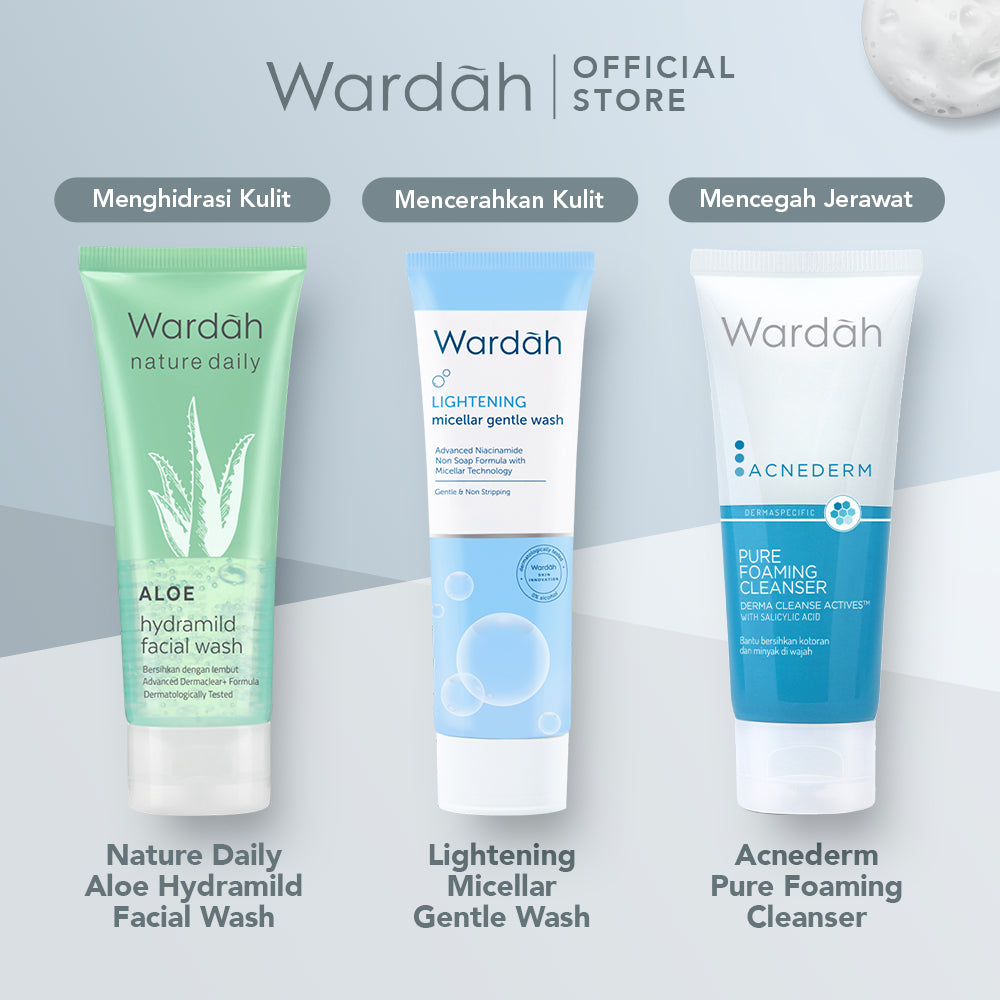 WARDAH Nature Daily Mineral+ Clarifying Facial Foam - Facial Wash Untuk Membersihkan Debu dan Minyak - Dilengkapi CarboActiv - Mengurangi Pertumbuhan Jerawat - Skincare