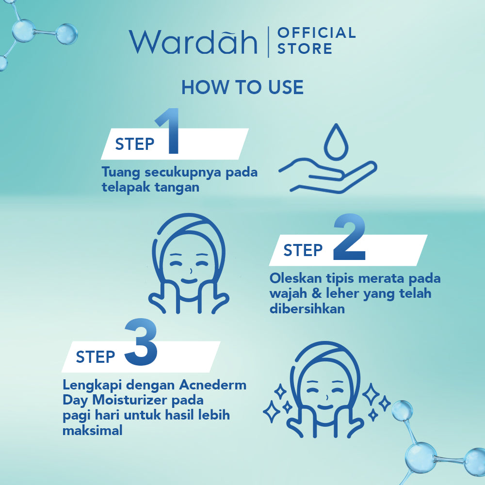 WARDAH Acnederm Night Treatment Moisturizer 40 ml - Pelembab Wajah Berjerawat dengan BHA - Krim Malam untuk Mencerahkan Kulit - Untuk Semua Jenis Kulit - Skincare