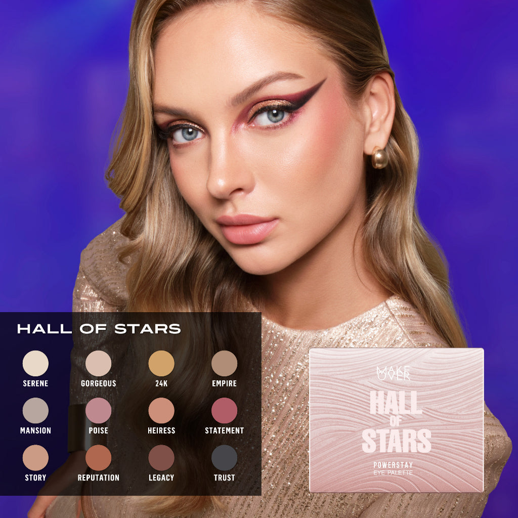 [ Dubai Fashion Week ] MAKE OVER Powerstay Eye Palette - Eyeshadow BEST SELLER Intense Tahan Lama 12 Jam 12 Warna Blendable Minim Fallout Cocok Untuk Semua Warna Kulit Daily Makeup Party Look DFW Nadya Hutagalung Pony Mira Agile Zsa Zsa Utari