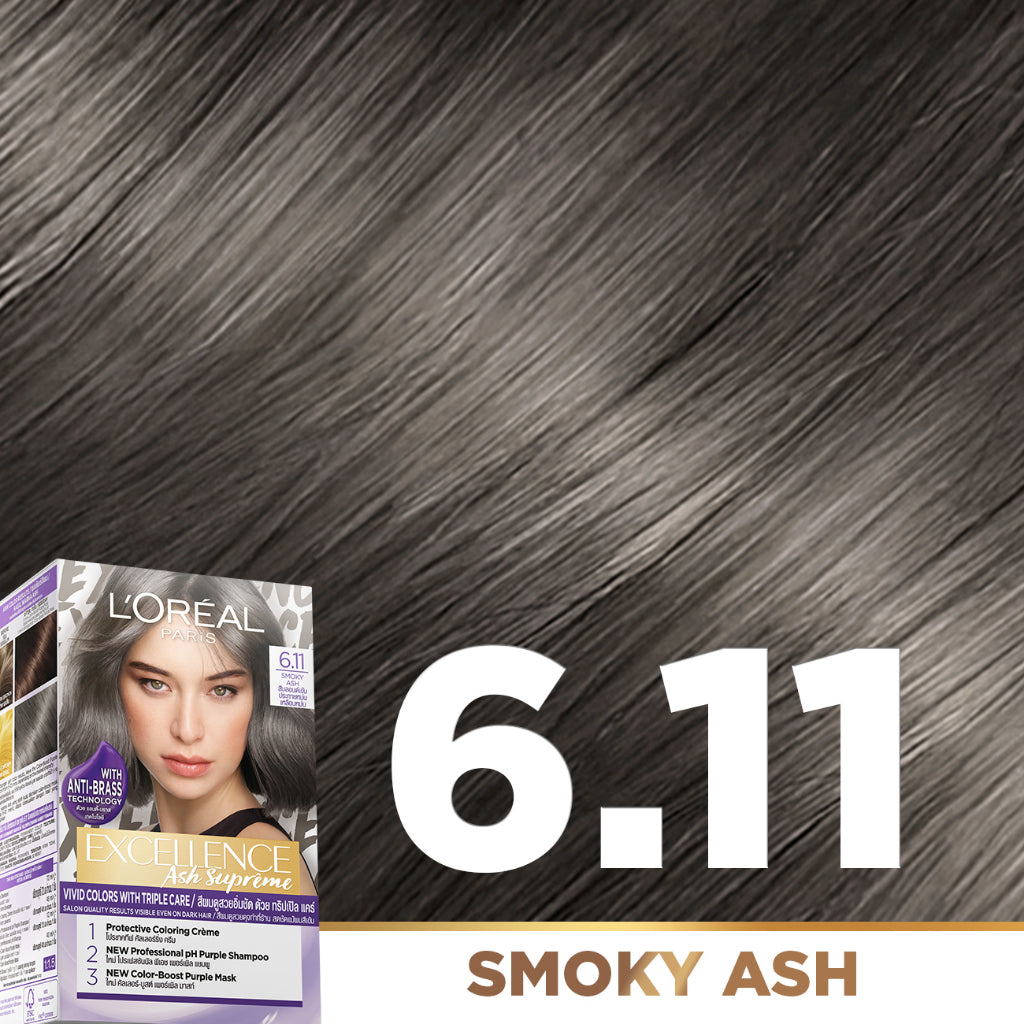 L'Oreal Paris Excellence Ash Supreme #6.11 Smoky Ash Hair Color Twinpack (Cat Rambut L'Oreal)