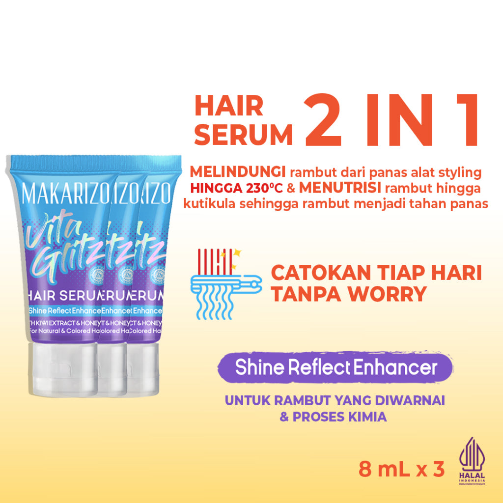 PAKET ISI 3 Makarizo VITAGLITZ Hair Serum Shine Reflect Enchanter