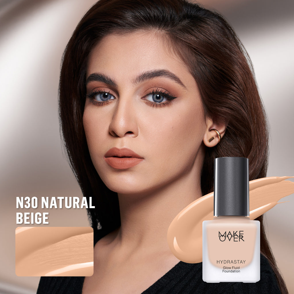 MAKE OVER Hydrastay Glow Fluid Foundation - Glow high coverage ringan poreless hydrating untuk makeup tahan lama non-comedogenic