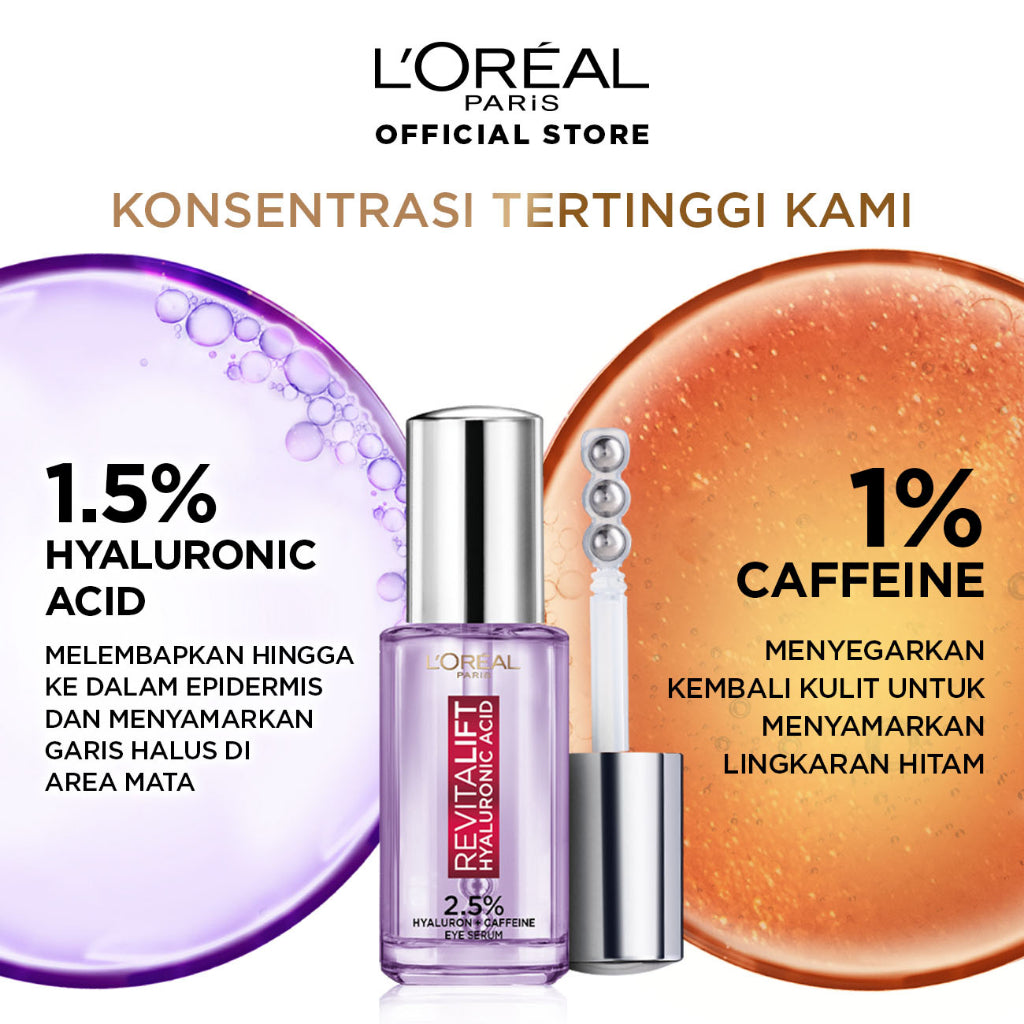 L'OREAL PARIS POWER PLUMP DUO - Hyaluronic Acid Serum Wajah Triple Roller Eye Serum Skincare Loreal