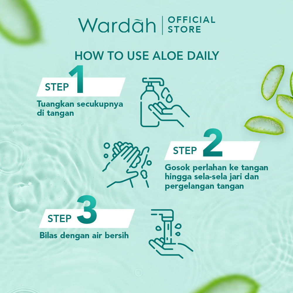 WARDAH Nature Daily Aloe Hydramild Hand Wash - Sabun cuci tangan dengan  Natural Aloe Vera dan Tea Tree Oil - Melembapkan dan Menyegarkan Kulit