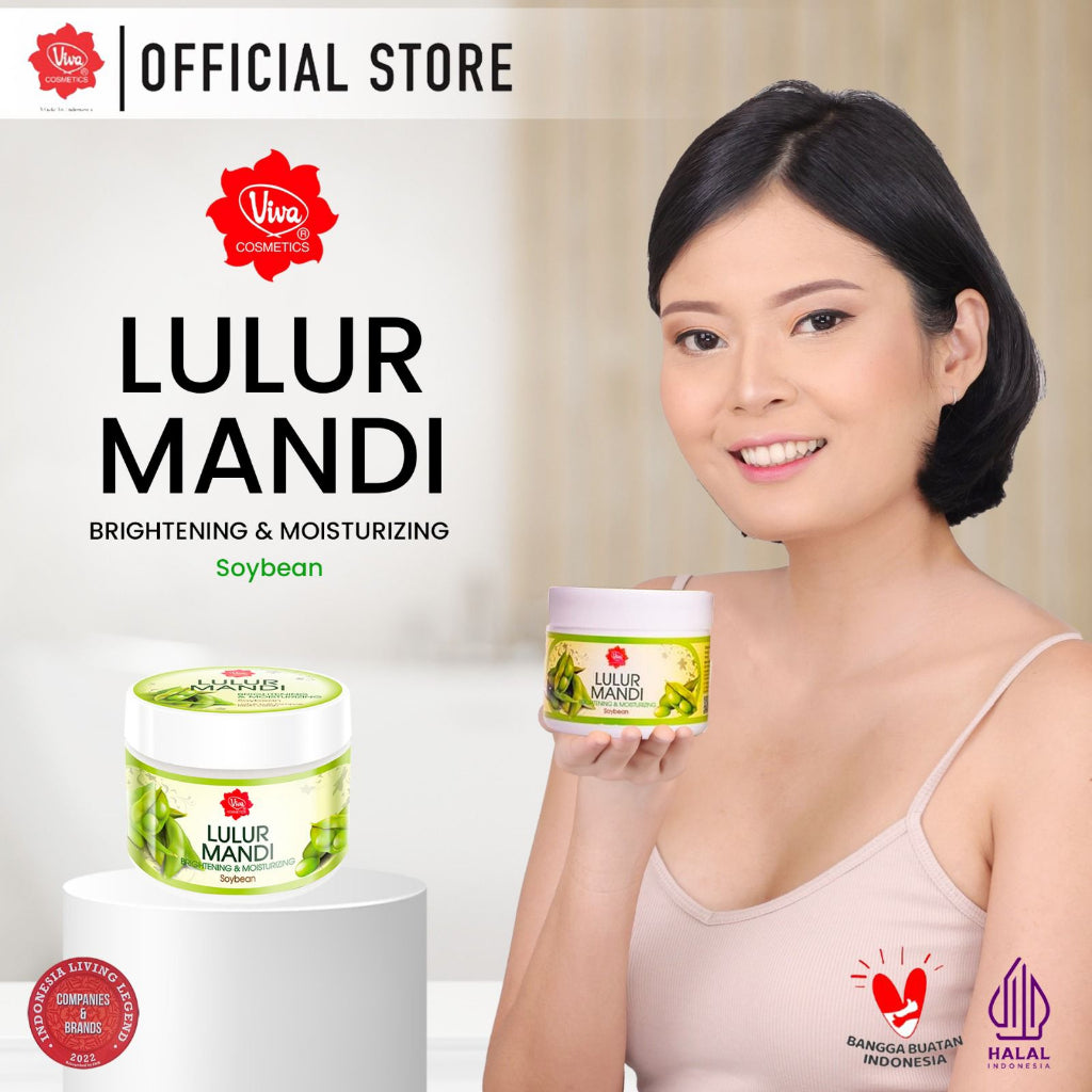Viva Lulur Mandi Brightening & Moisturizing (Body Scrub) Soybean with VIT E, Licorice Extract, Essential Fatty Acid & Moisturizer - 225gr