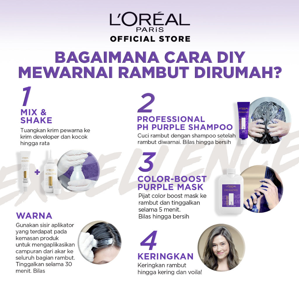 L'Oreal Paris Excellence Ash Supreme #6.11 Smoky Ash Hair Color Twinpack (Cat Rambut L'Oreal)