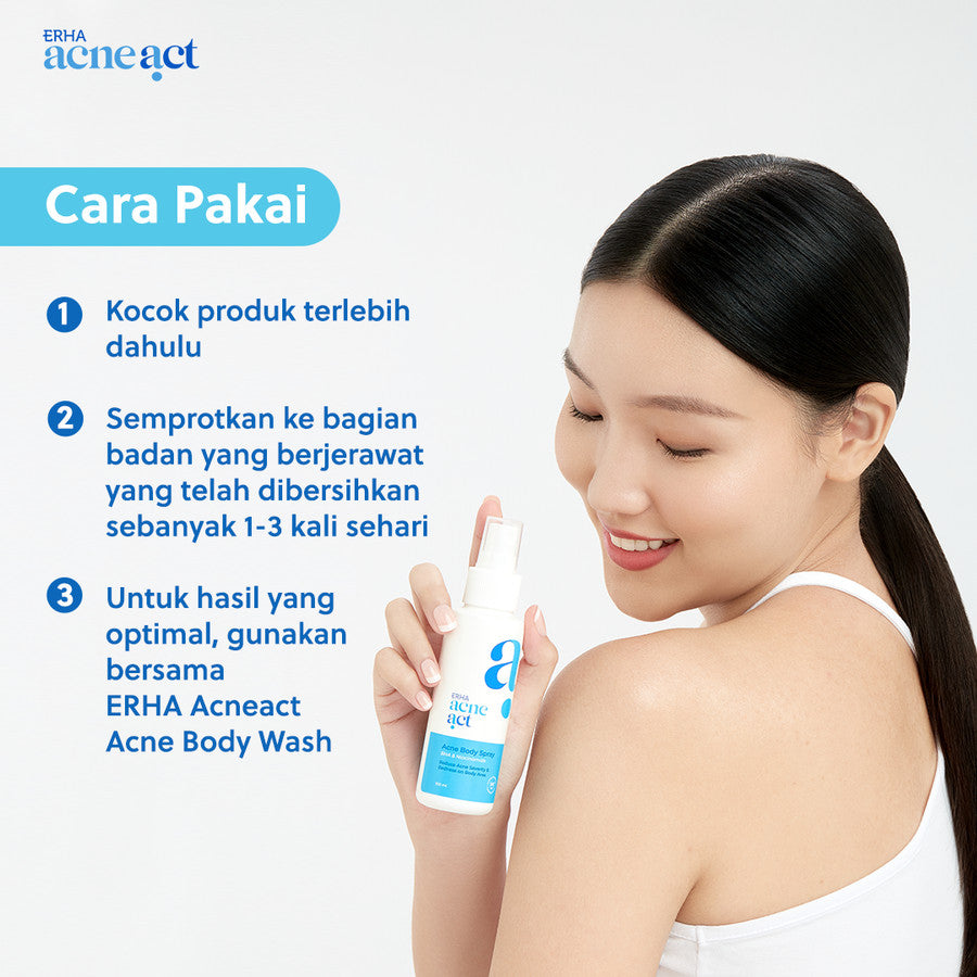 ERHA Acneact BHA & Allantoin Acne Body Spray 100ml - Perawatan Jerawat Badan Anti Gatal Niacinamide
