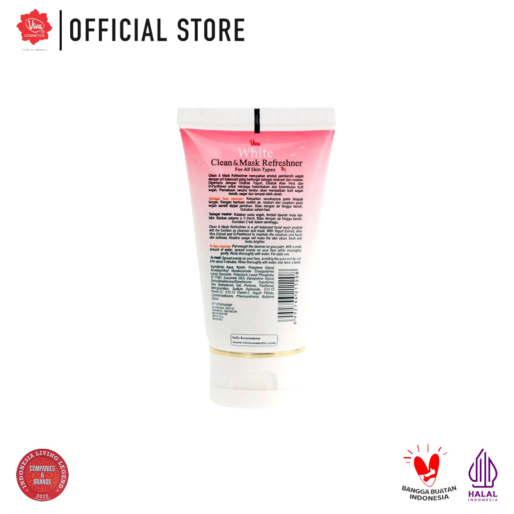Viva White Clean & Mask for All Skin Type with Pro VIT B5, Extract Yoghurt (WHITENING) & Aloe Vera