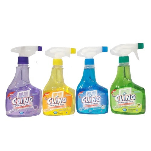 Aneka Cling Glass Cleaner 425ml + Pump Biru/Kuning