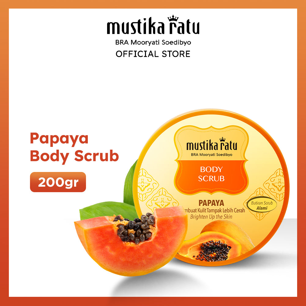 Mustika Ratu Body Scrub Papaya 200gr mencerahkan kulit dengan aroma pepaya
