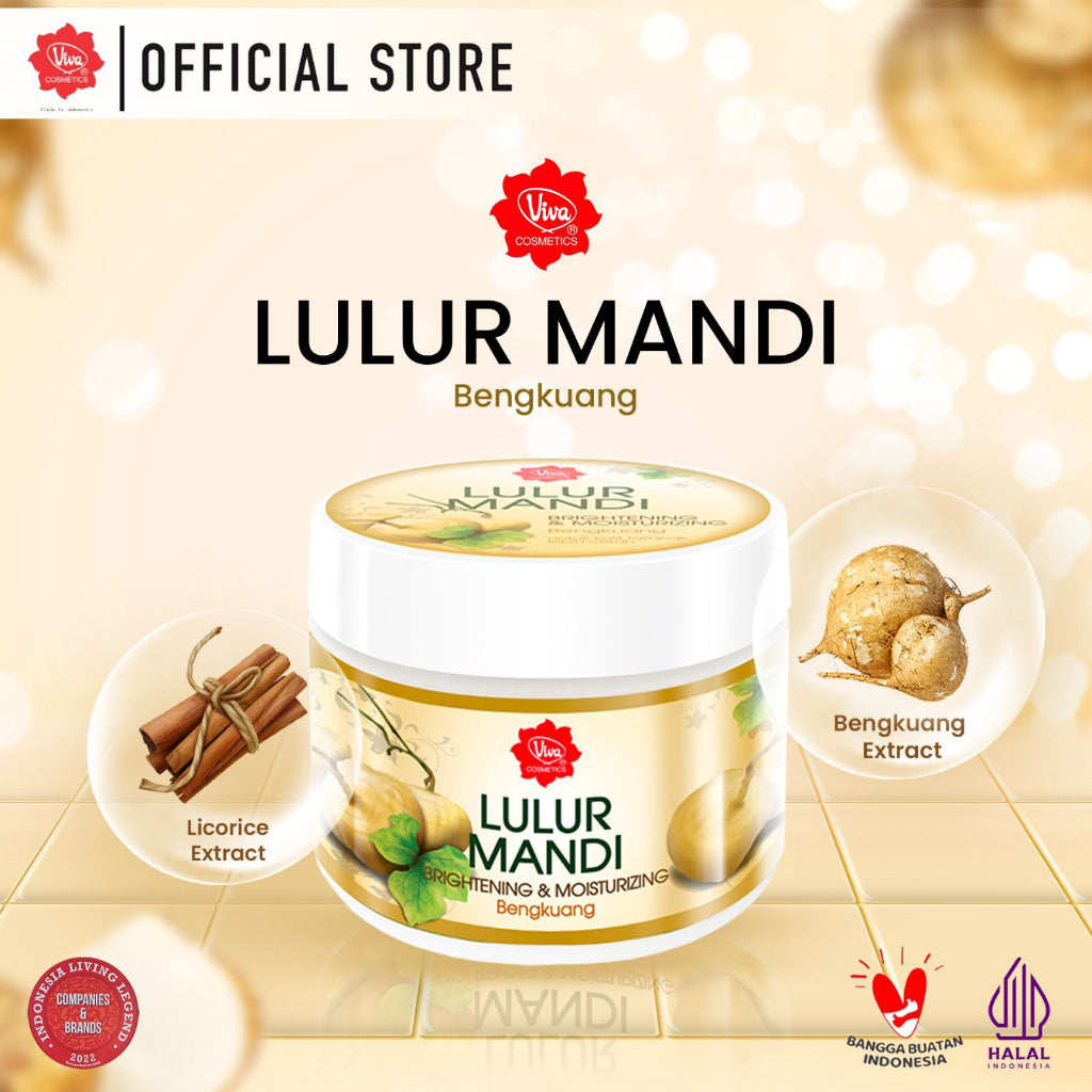 Viva Lulur Mandi Brightening & Moisturizing (Body Scrub) Bengkuang with Licorice Extract & Moisturizer - 225gr
