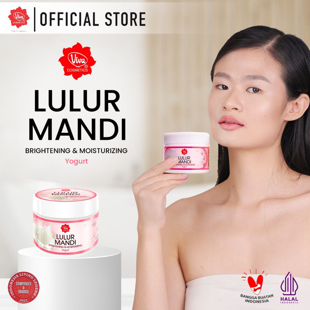 Viva Lulur Mandi Brightening & Moisturizing (Body Scrub) Yogurt with Licorice Extract, Alpha Hydroxy Acids & Moisturizer - 225gr (WHITENING & GLOWING)