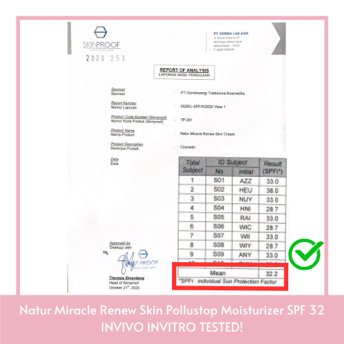Natur Miracle Renew Skin Pollustop Moisturizer SPF 32 - Sunscreen Wajah Anti Aging