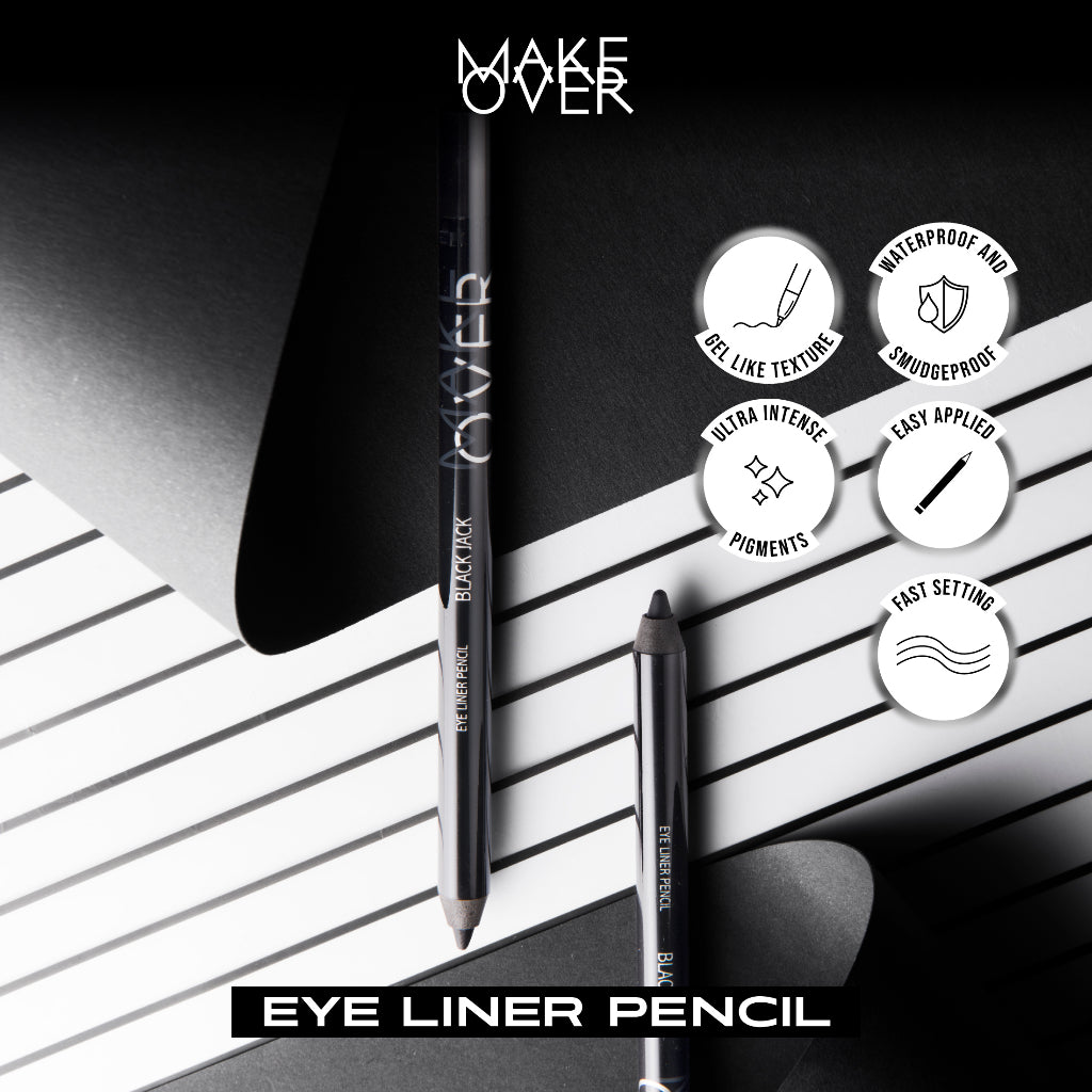 MAKE OVER Eye Liner Pencil - Eyeliner Creamy Pigmented Intense Pekat Smudgeproof Presisi